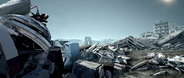 future abandoned city matte painting