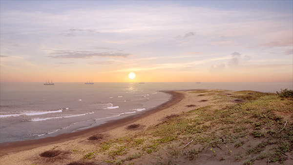 matte painting and boats compositing