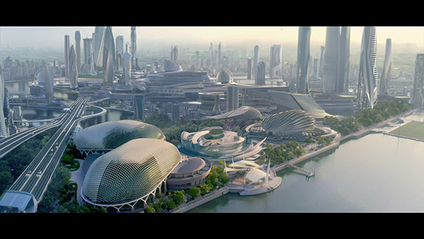 Future city matte painting