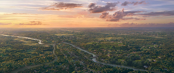 Sunset Boston 1800 aerial matte painting