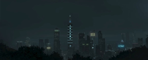 Matte painting future Taipei city.